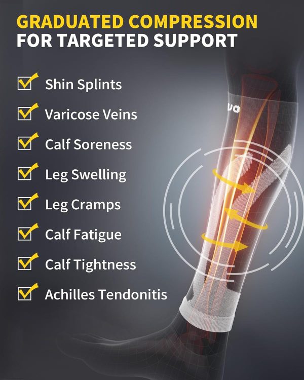 3 Pairs Calf Compression Sleeve for Women Men, Leg Support for Shin Splints - Image 4