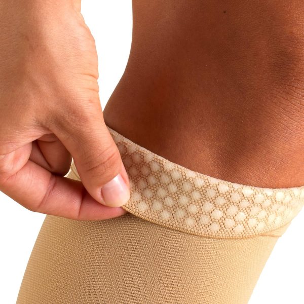 Truform 20-30 mmHg Compression Stockings for Men and Women, Thigh High Length, Dot-Top, Open Toe, Beige, Medium - Image 3